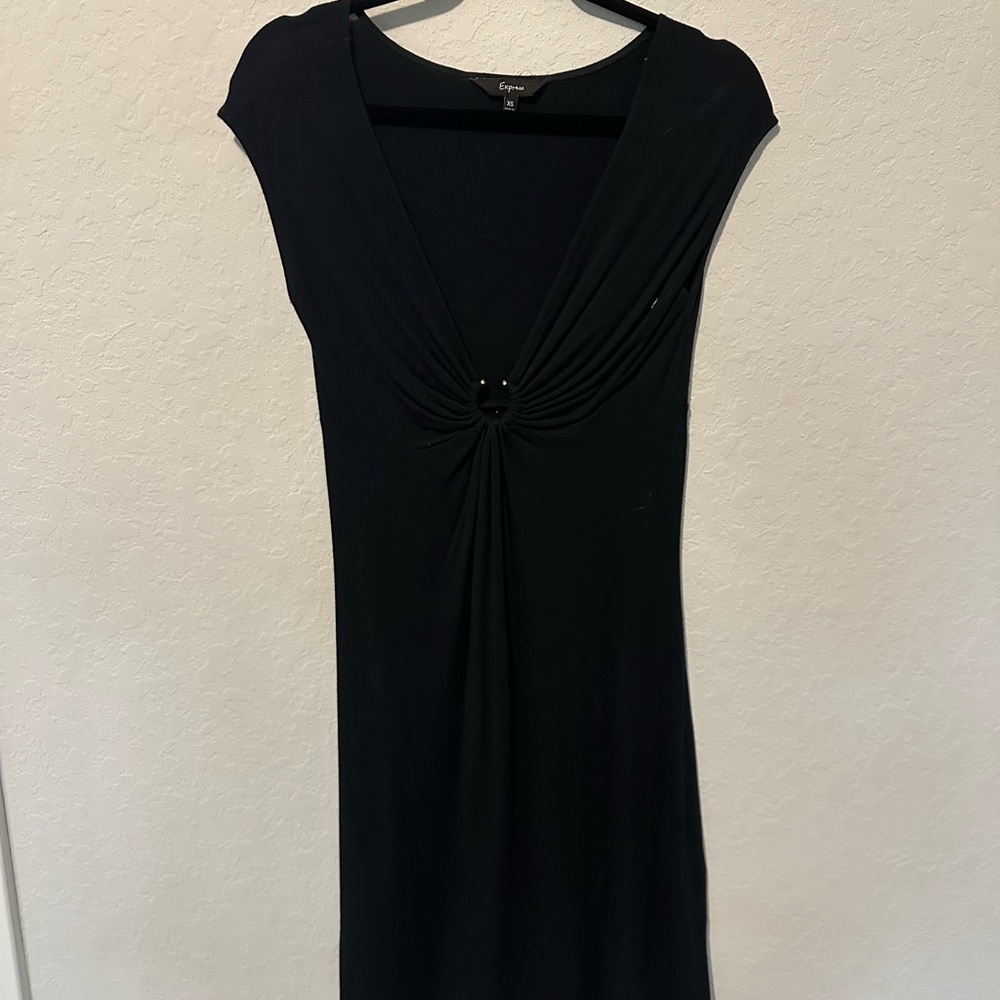Express Black Midi Dress with Ruched Detail